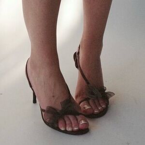 VINTAGE YSL Yves Saint Laurent Ribbon Bow Slingback Heels